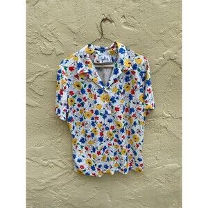 80s Vintage floral collared shirt